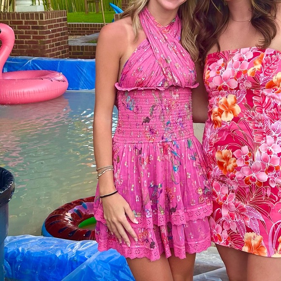 PQ Nora tie Dress in Garden Pink - Picture 3 of 3